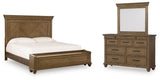 Karallin Medium Brown Queen Panel Storage Bed, Dresser and Mirror - Ornate Home