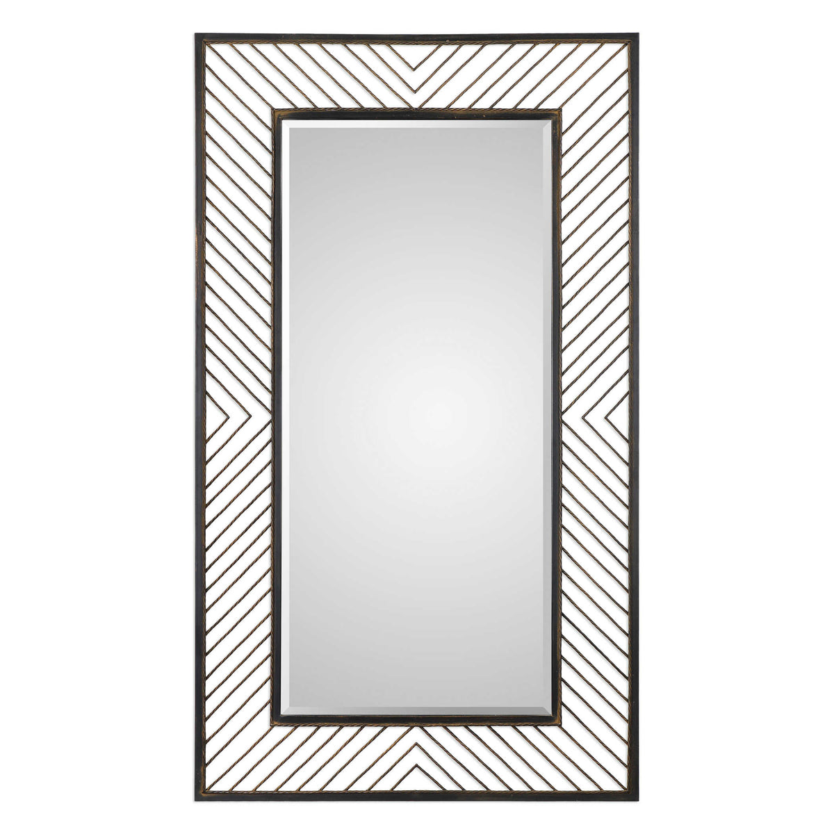Karel Black/Bronze Chevron Mirror - Ornate Home