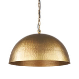 Karina Gold 24" Round Brass-Tone Hammered Metal Dome Pendant Light - Ornate Home