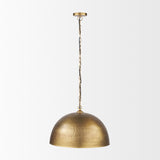Karina Gold 24" Round Brass-Tone Hammered Metal Dome Pendant Light - Ornate Home