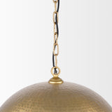 Karina Gold 24" Round Brass-Tone Hammered Metal Dome Pendant Light - Ornate Home