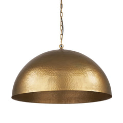 Karina Gold 36" Round Brass-Tone Hammered Metal Dome Pendant Light - Ornate Home