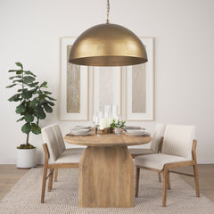 Karina Gold 36" Round Brass-Tone Hammered Metal Dome Pendant Light - Ornate Home