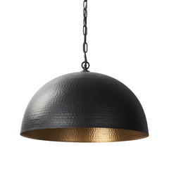 Karina Matte Black 24" Round Hammered Metal Dome Pendant Light - Ornate Home