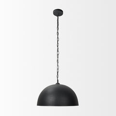 Karina Matte Black 24" Round Hammered Metal Dome Pendant Light - Ornate Home