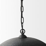 Karina Matte Black 24" Round Hammered Metal Dome Pendant Light - Ornate Home