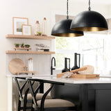 Karina Matte Black 24" Round Hammered Metal Dome Pendant Light - Ornate Home