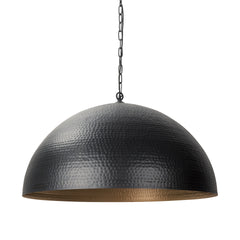 Karina Matte Black 36" Round Hammered Metal Dome Pendant Light - Ornate Home