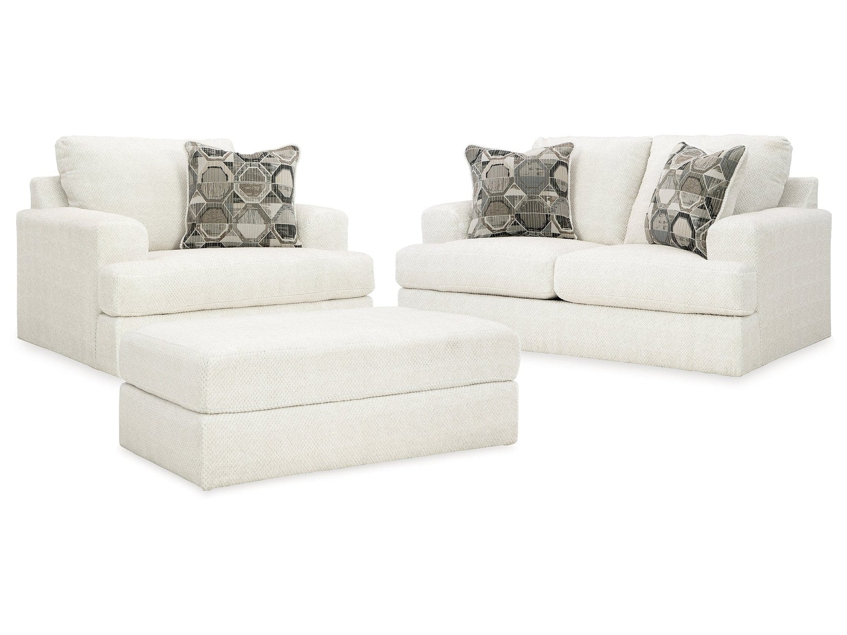 Karinne Linen Loveseat & Oversized Chair & Accent Ottoman (Online Special Price) - Ornate Home