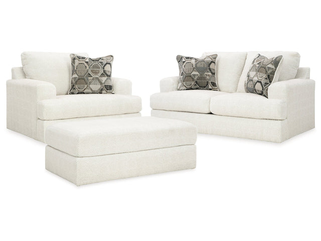 Karinne Linen Loveseat & Oversized Chair & Accent Ottoman (Online Special Price) - Ornate Home