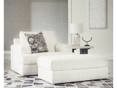 Karinne Linen Oversized Chair and Ottoman - Ornate Home