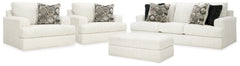 Karinne Linen Sofa, 2 Chairs and Ottoman - Ornate Home