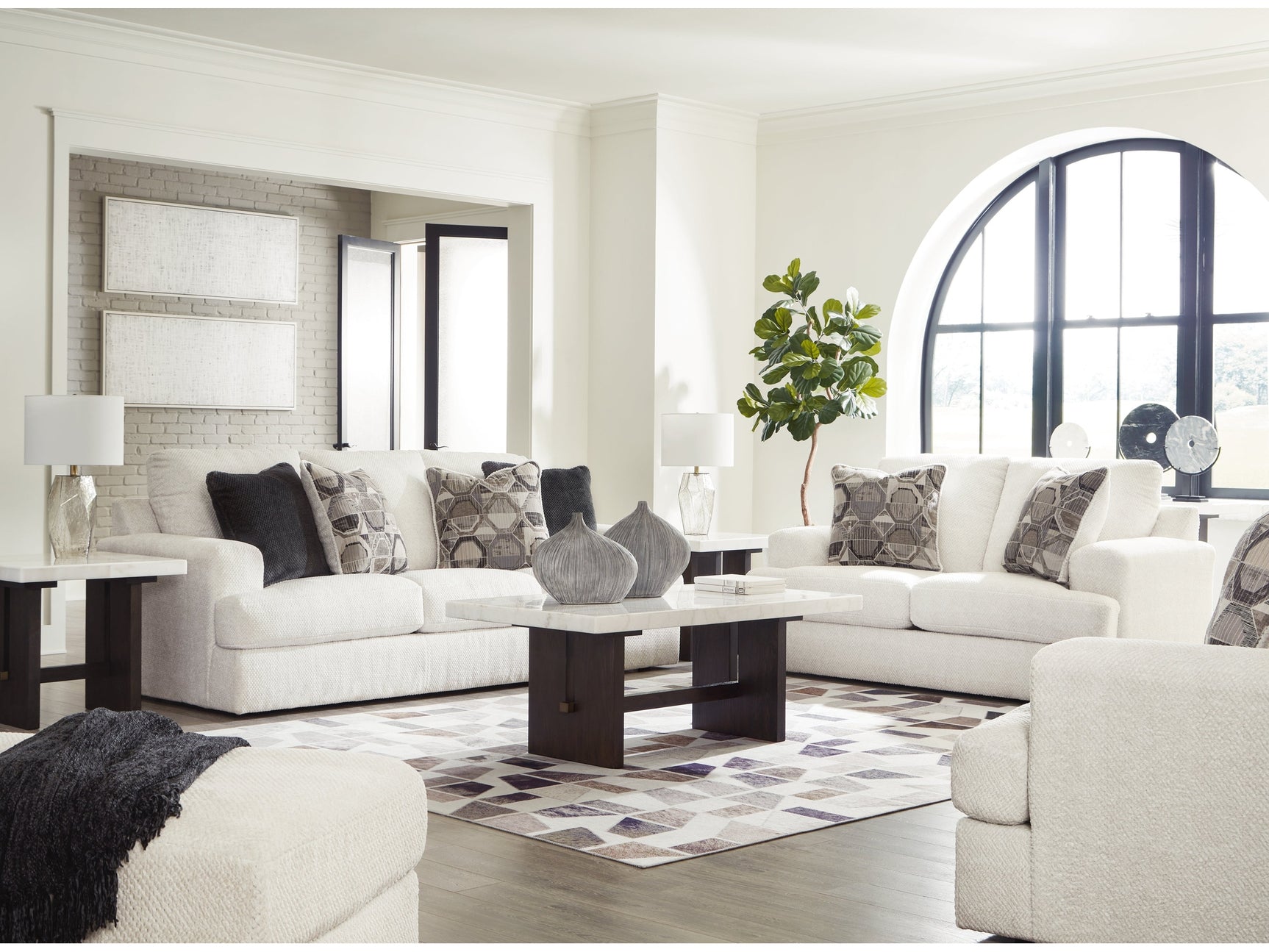 Karinne Linen Sofa, Loveseat, Oversized Chair and Ottoman (Online Special Price) - Ornate Home
