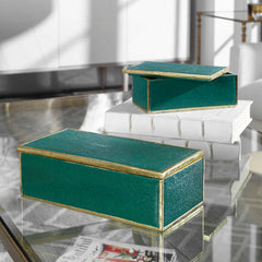 Karis Emerald Green Boxes (Set of 2) - Ornate Home
