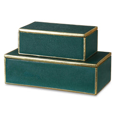 Karis Emerald Green Boxes (Set of 2) - Ornate Home