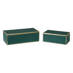 Karis Emerald Green Boxes (Set of 2) - Ornate Home