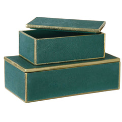 Karis Emerald Green Boxes (Set of 2) - Ornate Home