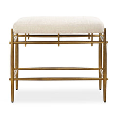 Karleen Gold/White Plush Small Brass Bench - Ornate Home