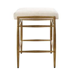 Karleen Gold/White Plush Small Brass Bench - Ornate Home