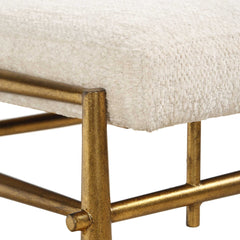 Karleen Gold/White Plush Small Brass Bench - Ornate Home