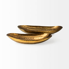 Karmen Gold Hammered Oversized Bowls (Set of 2) - Ornate Home