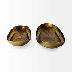 Karmen Gold Hammered Oversized Bowls (Set of 2) - Ornate Home