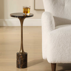 Karnes Black/Bronze/Brown Dark Marble Drink Table - Ornate Home