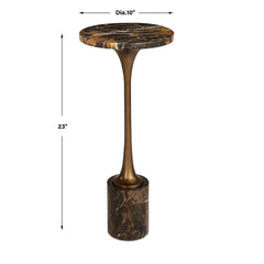 Karnes Black/Bronze/Brown Dark Marble Drink Table - Ornate Home