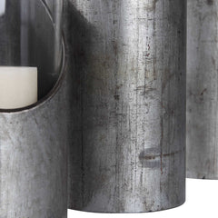 Karter Gray/Silver Iron & Glass Candleholders (Set of 3) - Ornate Home