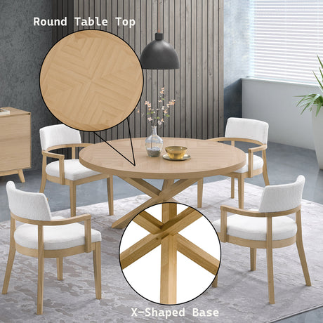 Kasem Oak Round Dining Table - Ornate Home