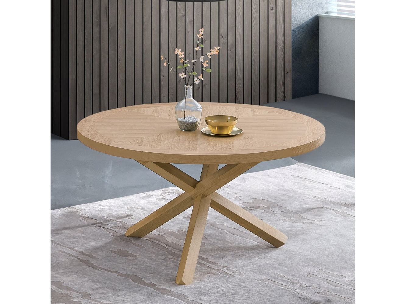 Kasem Oak Round Dining Table - Ornate Home
