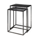 Kasey Black Galvanized Metal Nesting Accent Tables (Set of 2) - Ornate Home