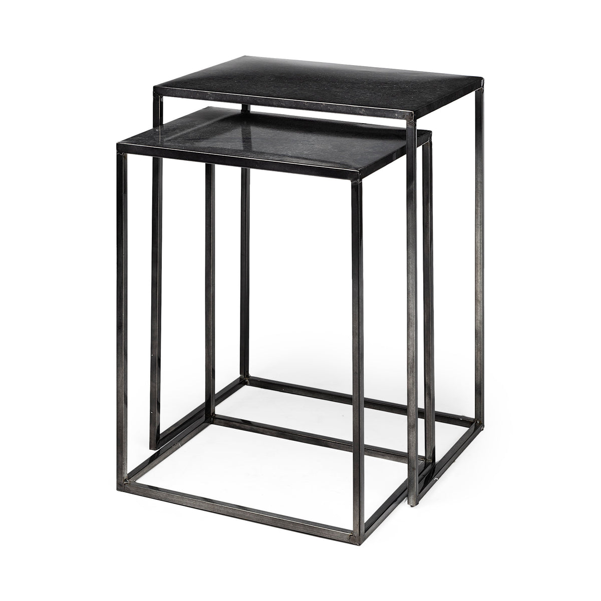 Kasey Black Galvanized Metal Nesting Accent Tables (Set of 2) - Ornate Home