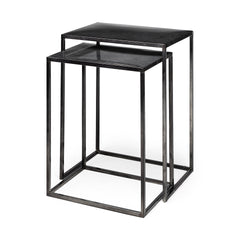 Kasey Black Galvanized Metal Nesting Accent Tables (Set of 2) - Ornate Home