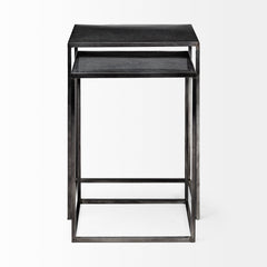 Kasey Black Galvanized Metal Nesting Accent Tables (Set of 2) - Ornate Home