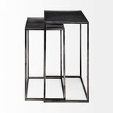 Kasey Black Galvanized Metal Nesting Accent Tables (Set of 2) - Ornate Home