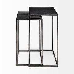 Kasey Black Galvanized Metal Nesting Accent Tables (Set of 2) - Ornate Home