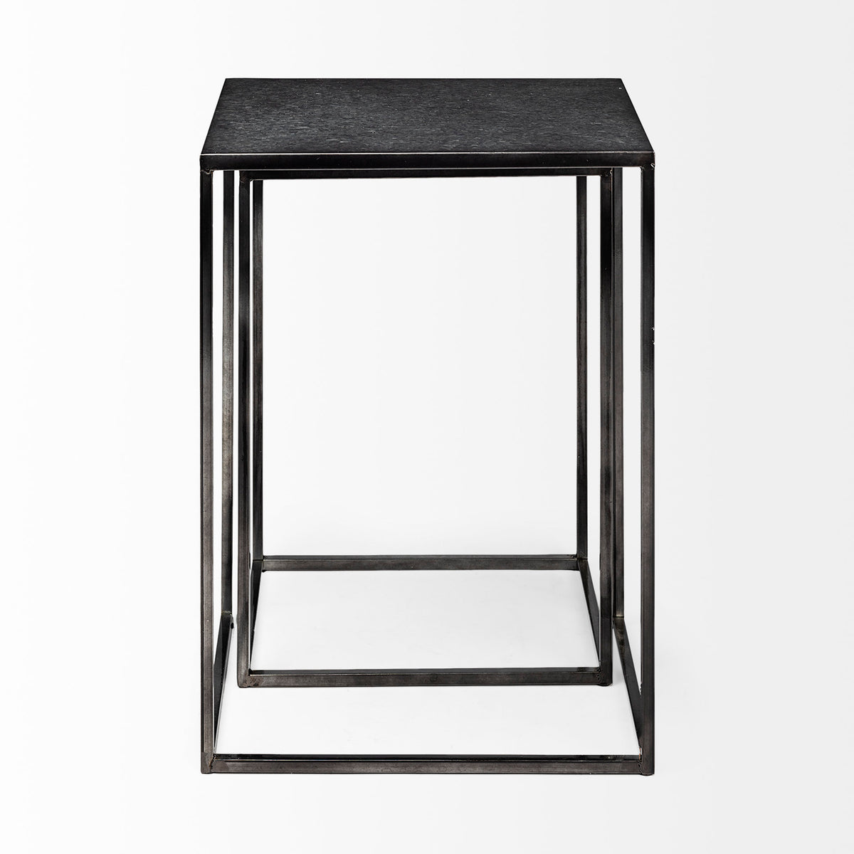 Kasey Black Galvanized Metal Nesting Accent Tables (Set of 2) - Ornate Home