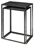 Kasey Black Galvanized Metal Nesting Accent Tables (Set of 2) - Ornate Home
