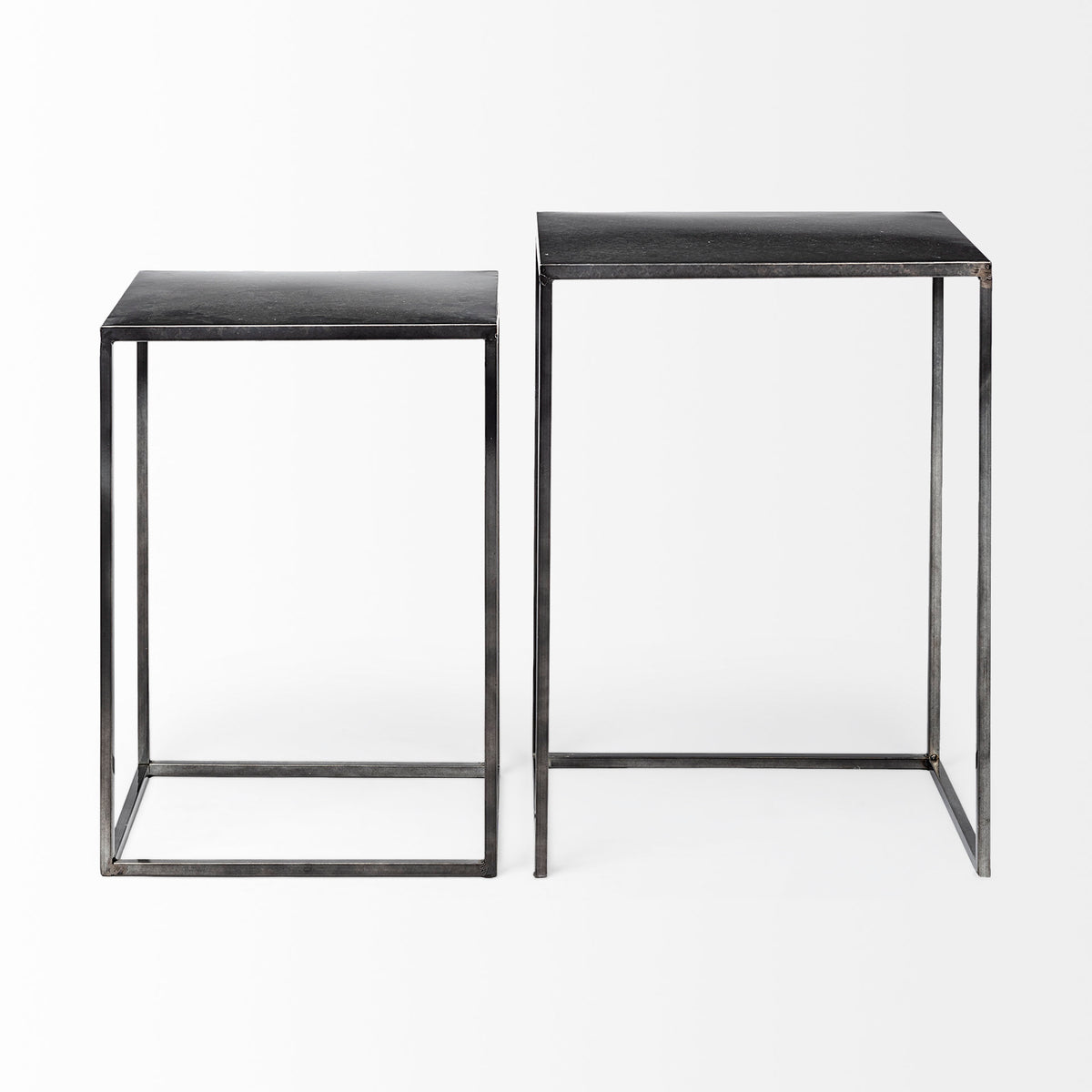 Kasey Black Galvanized Metal Nesting Accent Tables (Set of 2) - Ornate Home