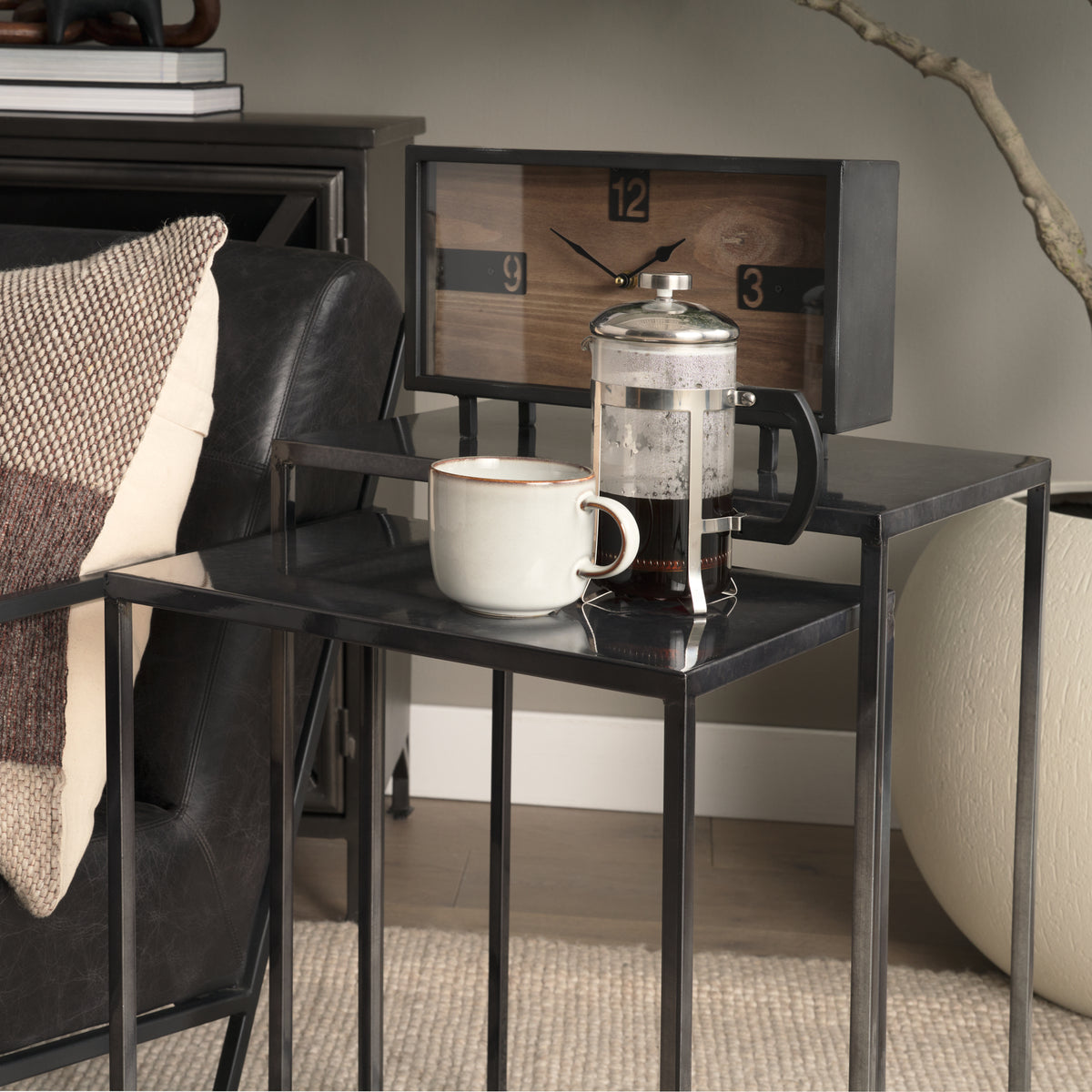 Kasey Black Galvanized Metal Nesting Accent Tables (Set of 2) - Ornate Home
