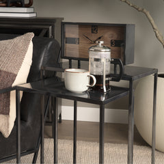 Kasey Black Galvanized Metal Nesting Accent Tables (Set of 2) - Ornate Home