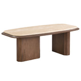 Kasha Travertine Top/Walnut Coffee Table - Ornate Home