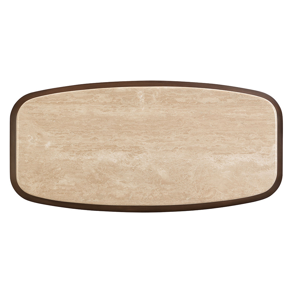Kasha Travertine Top/Walnut Coffee Table - Ornate Home