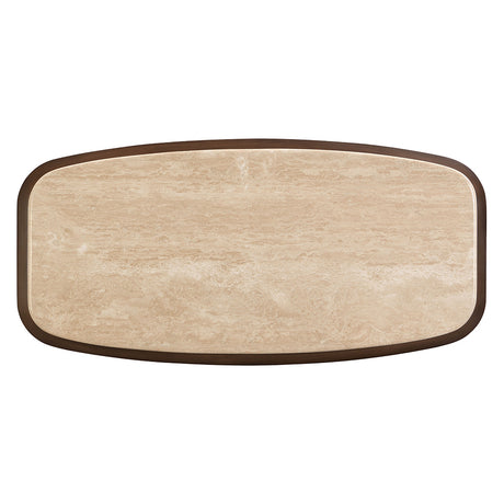 Kasha Travertine Top/Walnut Coffee Table - Ornate Home