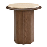 Kasha Travertine Top/Walnut End Table - Ornate Home