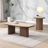 Kasha Travertine Top/Walnut End Table - Ornate Home