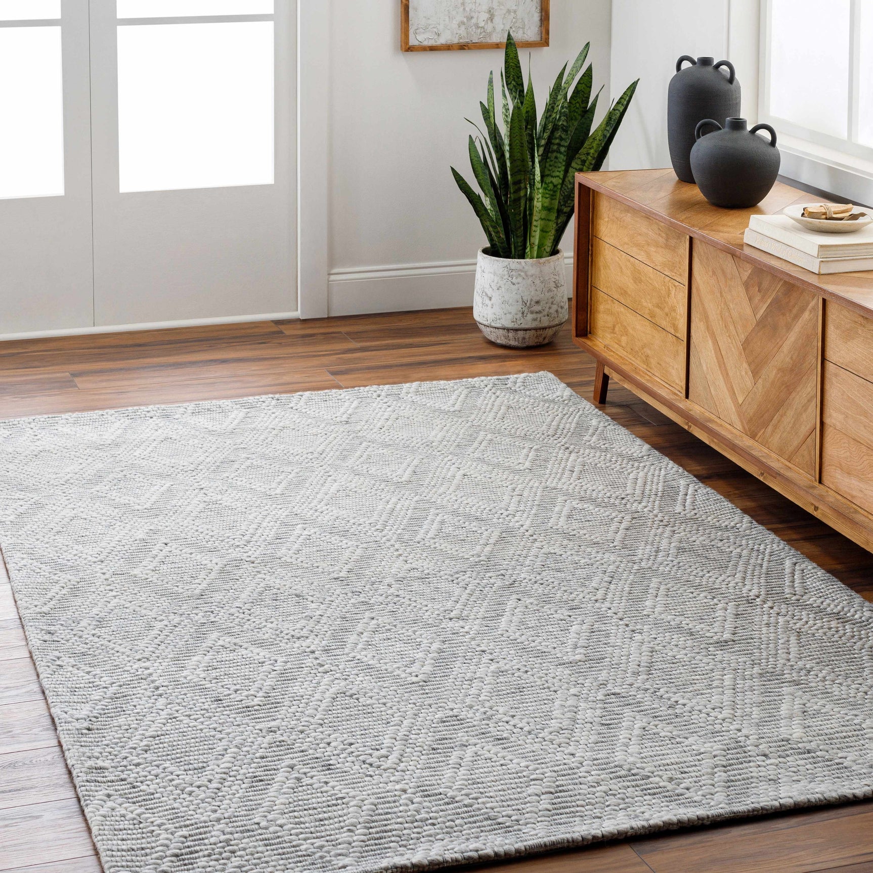 Kasib Gray Hand Woven Area Rug - Clearance - Ornate Home