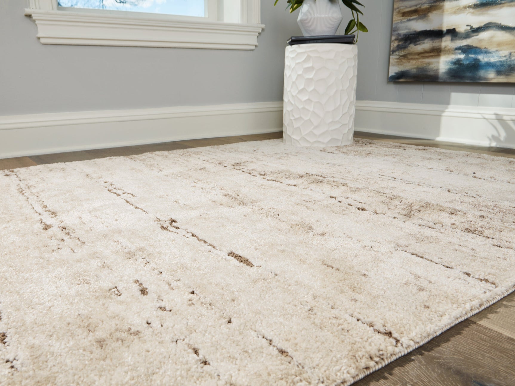 Kasney Cream/Brown Large Rug (Online Special Price) - Ornate Home
