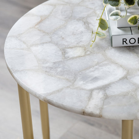 Katherine Gold/White Accent Table - Ornate Home